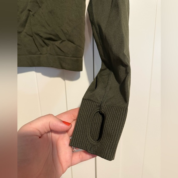 PINK Green Fitted Crop Polo Sweatshirt - Picture 3 of 5